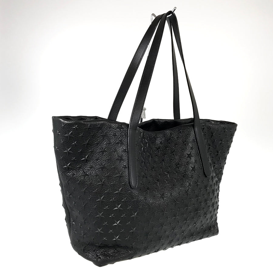 美品 JIMMY CHOO PIMLICO N/S BLACK TOTE BAG PIMLICO/S N/S | Black Leather Tote Bag with Stars | Autumn