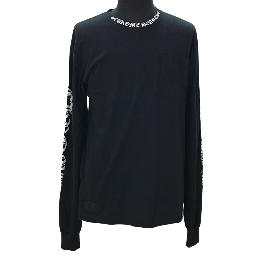 CHROME HEARTS 英字プリントTシャツ Mサイズ CHROME HEARTS Neck logo print long T-shirt #M Men's T-shirt
