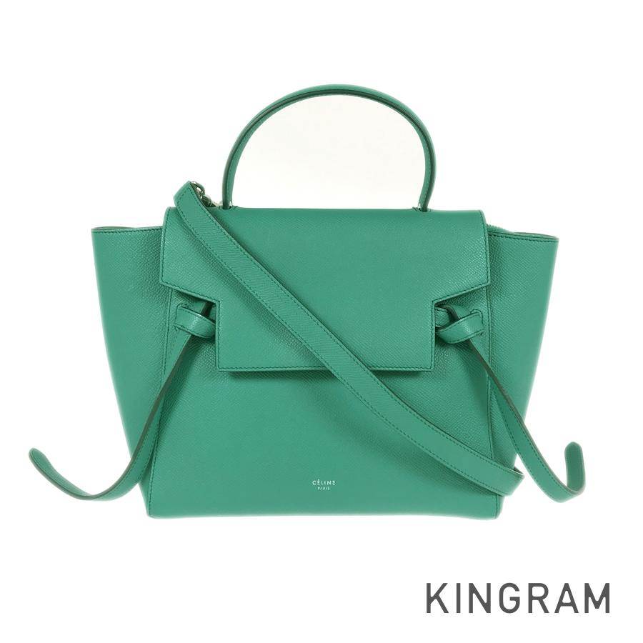 Celine Micro Belt Bag in Grained Calfskin Women Green