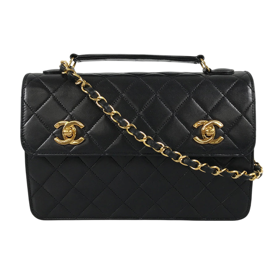CHANEL Matelasse Double Turn Lock Double Coco Chain Shoulder Hand