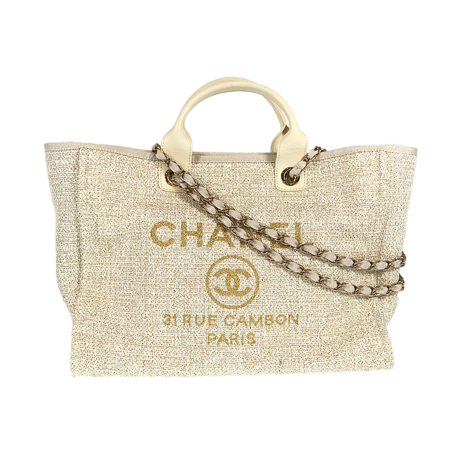 chanel canvas bag beige tote