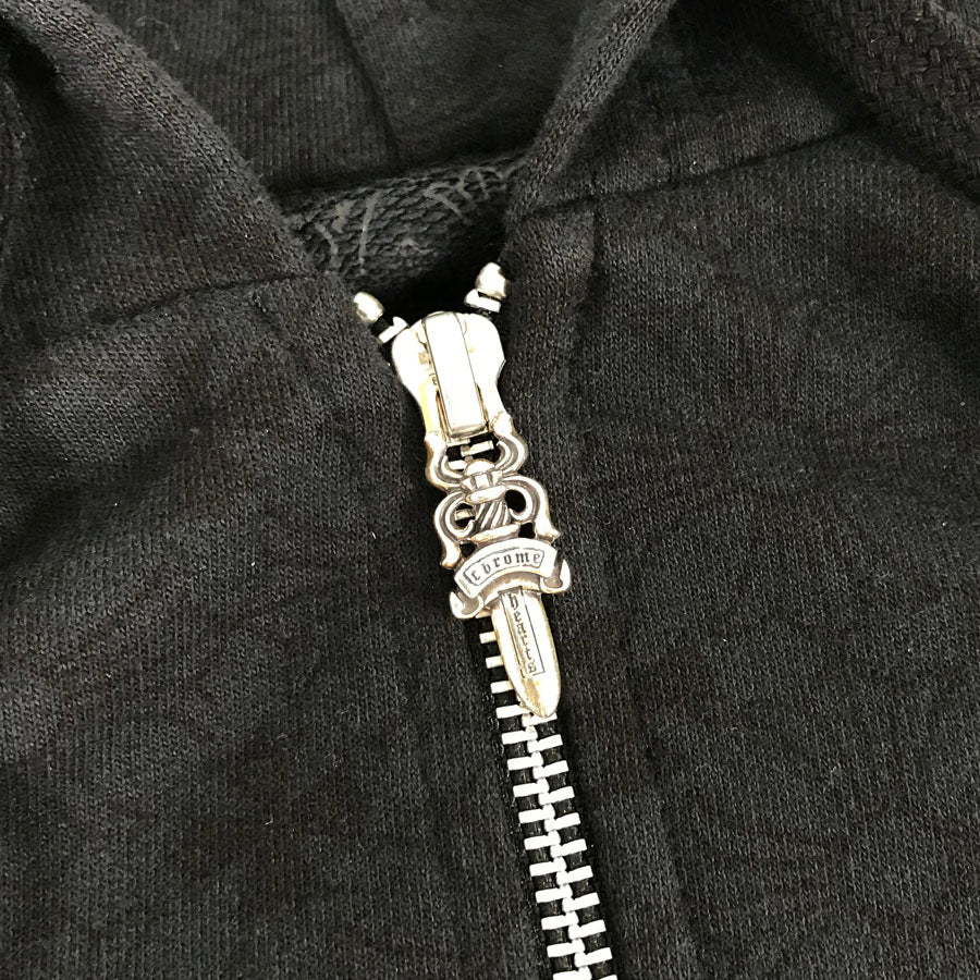 CHROME HEARTS SWTSHRT U FLC ZP HD Zip Up Parka Size S Dagger Zip