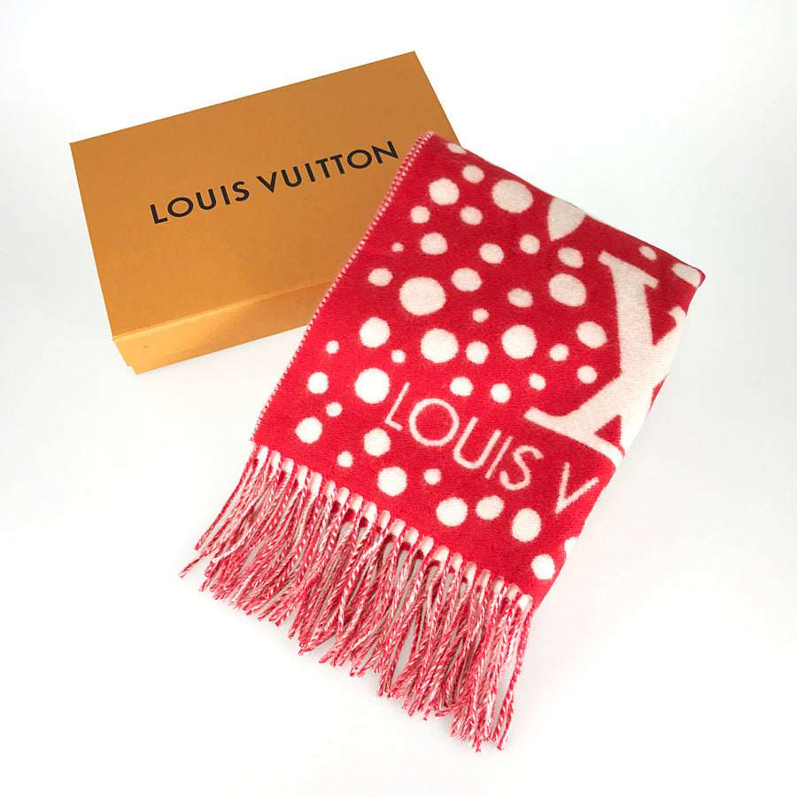 Louis Vuitton Dots Monogram Cashmere Logo Knit & Fur Scarves in 2023
