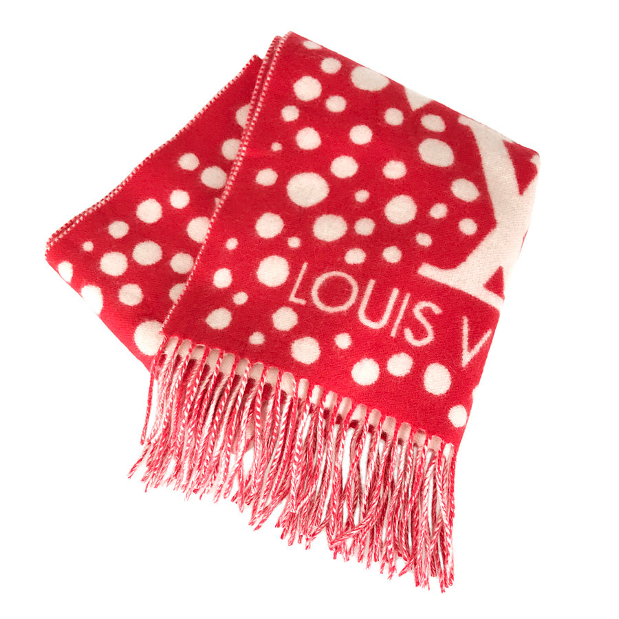Louis Vuitton Dots Monogram Cashmere Logo Knit & Fur Scarves in 2023