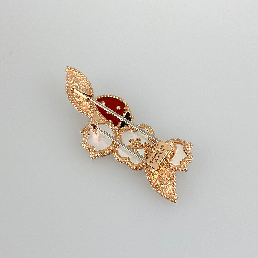 Van Cleef & Arpels Lucky Spring Clip Flower Ladybug Motif Brooch