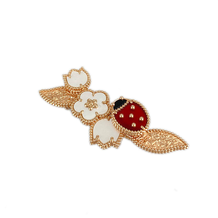Van Cleef & Arpels Lucky Spring Clip Flower Ladybug Motif Brooch